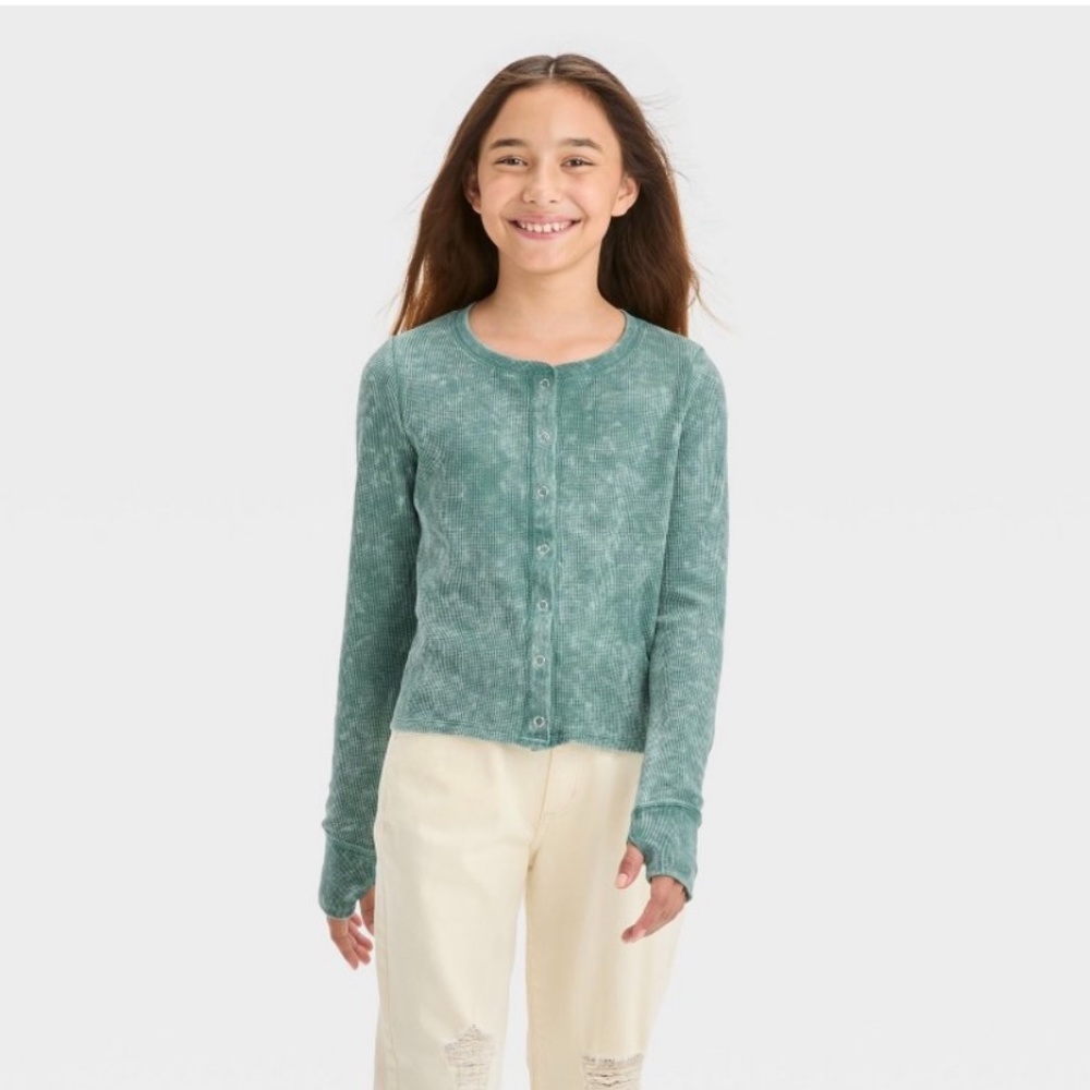 NWT Art Class Long Sleeve Snap Button Waffle Shirt
